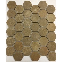 Noce 2 inch Hexagon Honed Travertine Mosaic